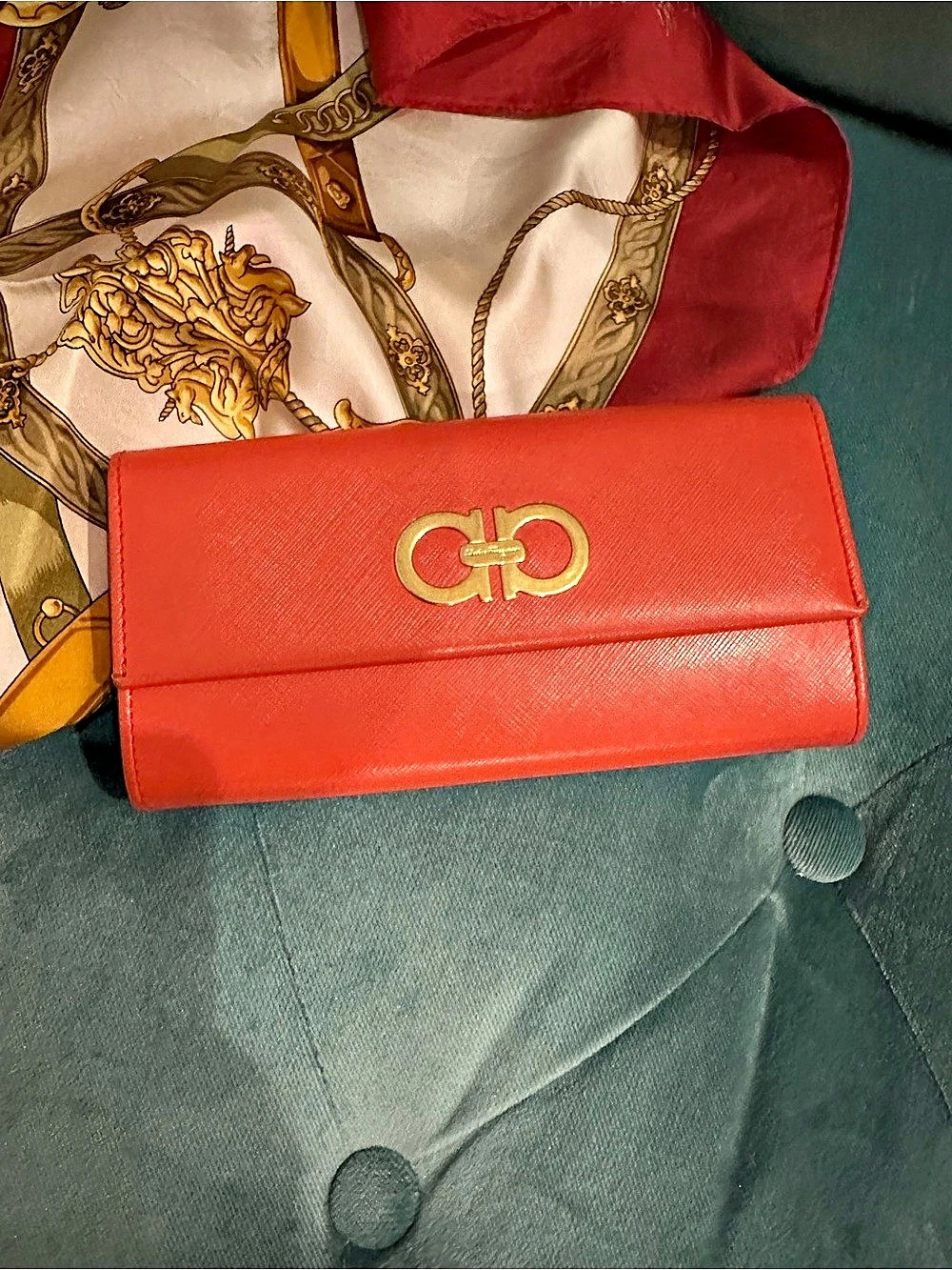 Salvatore Ferragamo Gancini Icona Continental Wallet in Orange